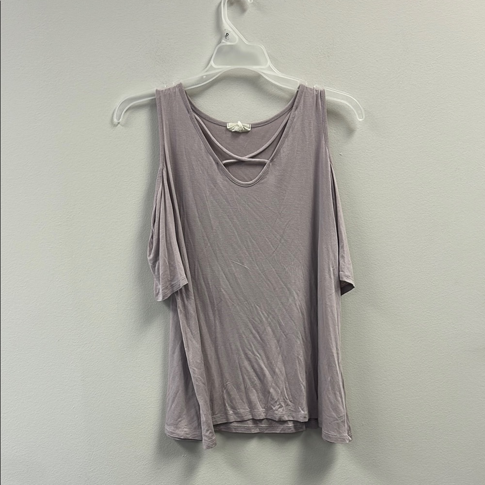 Caution To The Wind Lavender Cold Shoulder Tank